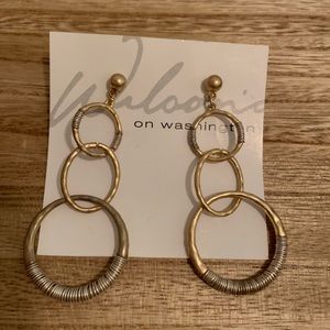 Triple Hoop Gold Stud Earrings